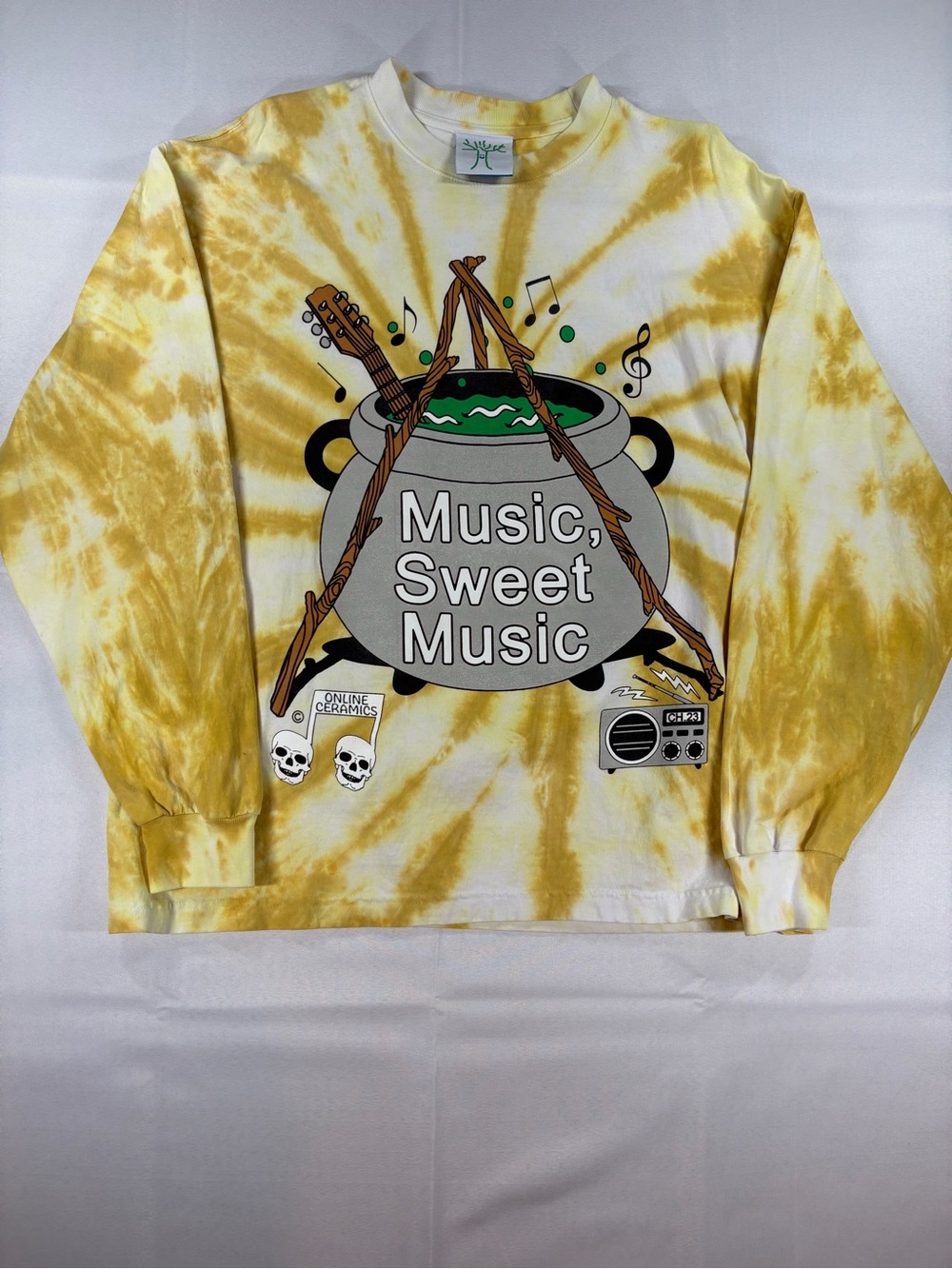 Online Ceramics “Music, Sweet Music” Tie-Dye Long Sleeve Tee – Size L